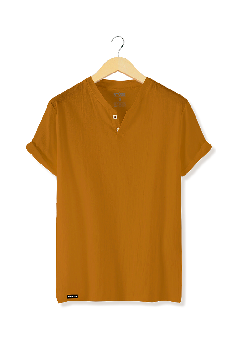 Ryusei Tshirt Kagawa Button Mustard - Ryusei