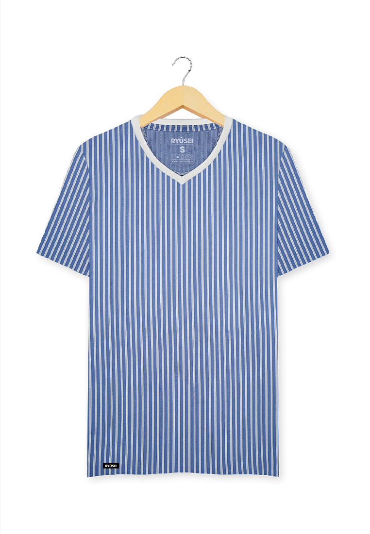 Ryusei Tshirt Yujin Stripe White Blue - Ryusei